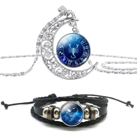 Scorpio 12 Constellation Necklace 12 Constellation Zodiac Moon Pendant - Picture 1 of 5